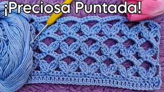 Puntada muy FÁCIL de tejer y queda PRECIOSA a Crochet paso a paso es un calado Hermoso [upl. by Nyrtak]