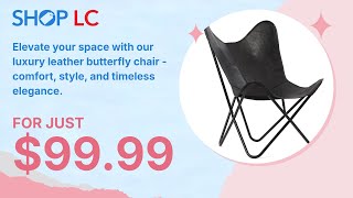 Black Leather Butterfly Chair with Canvas Lining amp Metal Frame [upl. by Bluefield]