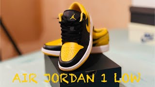 unboxing Air Jordan 1 low BlackYellowOchrewhite 95us [upl. by Tait]