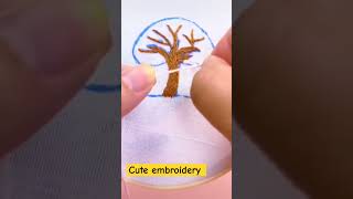 Very beautiful easy cute embroidery tutorial for embroiderers embroidery treeembroidery [upl. by Anallij]