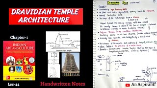 Dravidian Style of Temple Architecture Art amp Culture  Lec44 Handwritten notes An Aspirant [upl. by Somerset]