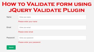 How to Validate form using jQuery Validate Plugin [upl. by Anatak]