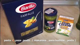 Makarona me pesto dhe pana  Farfalle with pesto  Easy pasta [upl. by Dola380]