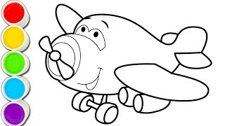 Good plane Drawing Painting Coloring for Kids and Toddlers [upl. by Jarnagin]