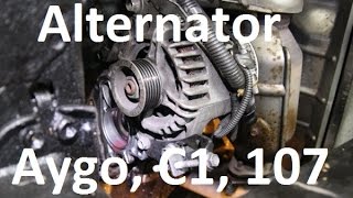 How to remove replace alternator on 10 Toyota Aygo Citroen C1 Peugeot 107 [upl. by Witherspoon559]