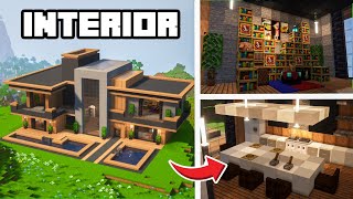 Large Modern House INTERIOR  Minecraft Tutorial [upl. by Aidualc635]