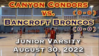 20220830  MS JV Basketball  Canyon Condors vs Bancroft Broncos [upl. by Nelleoj421]