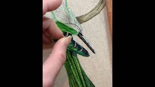 Embroidering a bird wing’s lower feathers hand embroidery [upl. by Turro]