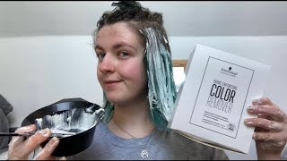 Trying the Schwarzkopf Bond Enforcing Color Remover on Green Hair [upl. by Val]