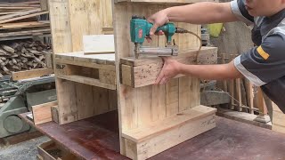 Useful Project To Recycle Old Pallets  The Fastest Easy Way To Make A Chair From Wooden Pallets [upl. by Anirres]