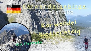 Karwendel Klettersteig westl Karwendelspitze Dammkar Dammkarhütte [upl. by Sairtemed]