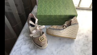 Gucci Womens Ankle Tie Wedge Platform Espadrille Review [upl. by Longerich91]