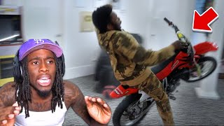 Surprising KAI CENAT with a DIRT BIKE In His Room GONE WRONG [upl. by Molton]