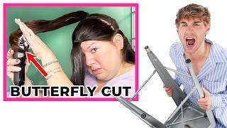 Hairdresser Reacts To INSANE AtHome Butterfly Cuts [upl. by Angelo527]