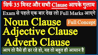 Noun Clause Adjective Clause Adverb Clause  Clauses in English Grammar  Types of Clauses [upl. by Llebyram]