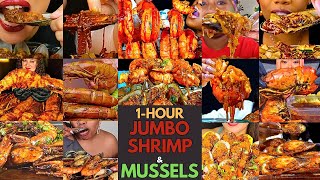 🤤🔥🦐 ASMR 1HOUR JUMBO SHRIMP AND MUSSELS Seafood Boil Mukbang PART 4 MUKBANG COMPILATION🌶️🤤🔥 [upl. by Lorrimor]