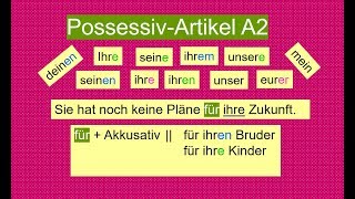 PossessivartikelÜbung A2 Nominativ Akkusativ amp Dativ [upl. by Chrissy]