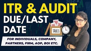 ITR filing amp Audit Due Dates amp Last dates  Last date to File Income Tax return  Income Tax Return [upl. by Ainaznat]