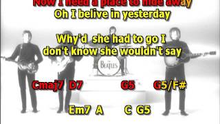 Yesterday Beatles best karaoke instrumental lyrics chords cover [upl. by Snahc394]