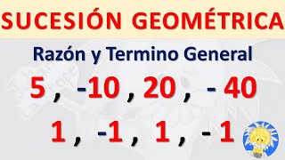 🚩 SUCESIÓN GEOMÉTRICA  Término General  Progresión Geométrica  Terminos positivos negativos [upl. by Yoc149]