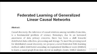 Federated Learning of Generalized Linear Causal Networks [upl. by Ras]