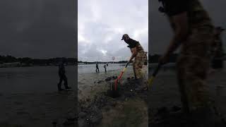 Looking for clams on the mud flats outdoors clam clamdigging [upl. by Naraa]