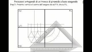 Proiezioni ortogonali di un tronco di piramide a base esagonale [upl. by Aicilra242]