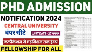 PhD Admission 2024  Central University PhD Admission 2024  netulanetjrf [upl. by Ecidnacal]