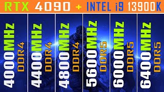 DDR4 4000MHz  4400MHz  4800MHz vs vs DDR5 5600MHz  6000MHz  6400MHz  INTEL i9 13900K [upl. by Eleazar225]