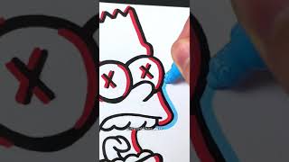 Drawing Bart Simpson with Posca Markers Glitch Effect Shorts [upl. by Anitel318]