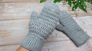 Crochet Easy Mittens Tutorial UPDATE [upl. by Enitnelav58]