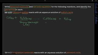 writing balanced molecular net ionic equations identifying gas formed in neutralization reactions [upl. by Huda]