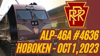 ALP46A No 4636 PRR Heritage Unit at Hoboken  NJ Transit 40th Anniversary Exhibit [upl. by Lynden]