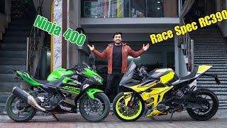 Ninja 400 VS Race Spec RC390  Power vs Agility🔥 [upl. by Idnor334]