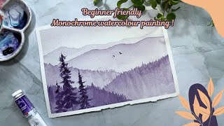 Beginner friendly Monochrome landscape with watercolour [upl. by Anglo]