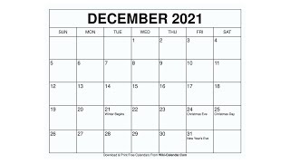 Printable December 2021 Calendar Templates with Holidays  Wiki Calendar [upl. by Enyaht205]