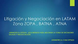 Negociacion y Litigacion en LATAM con Algoritmos de Ingenieria e IA Zona ZOPA  BATNA y ATNA [upl. by Adnalay822]