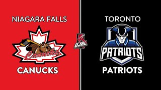 OJHL Highlights  Niagara Falls Canucks VS Toronto Patriots  October 19 2024 [upl. by Cohlier472]