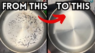 How to Clean a Burnt Stainless Steel PanPot Back to Brand New [upl. by Enimajneb737]