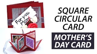 Handmade Mothers Day Square Circular Greeting Card  Step by Step Card Making [upl. by Nnoryt306]