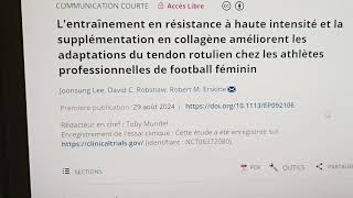 Effets du collagène sur le tendon rotulien de footballeuses pro [upl. by Cherin]