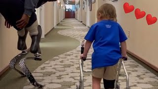 Blake Leeper inspiring 2yearold KJ who was trying out his prosthetic leg for the first time❤️❤️❤️ [upl. by Eiddal]