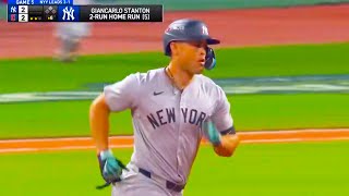 Giancarlo Stanton 2 Run Home Run  New York Yankees vs Guardians 2024 ALCS Game 5 Highlights [upl. by Arrotal265]