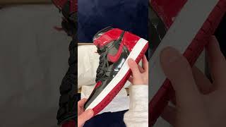 【Patent Bred】JORDAN BRAND AIR JORDAN 1 RETRO HIGH OG quotPATENT BREDquot【atmos unboxing】 Shorts [upl. by Mannos541]