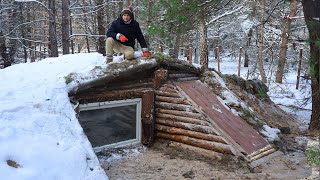 We built a dugout on 2 floors in the forest Building a complete and warm survival shelter [upl. by Favian]