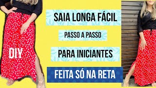 CORTE E COSTURE SAIA LONGA DE VISCOSE SEM MOLDE Fácil para iniciantes passoapasso [upl. by Raffo]