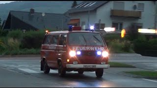 Einsatz während Unwetter Kurzzug der Feuerwehr Hemsbach  ELW  LF 1612  DLK 2312 [upl. by Farica537]