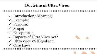 Doctrine of Ultra Vires  Doctrine of Ultra Vires in Company Law  Companies Act 2013 [upl. by Stasny878]