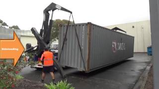 How to unload a container off a truck using a sideloader [upl. by Verile]