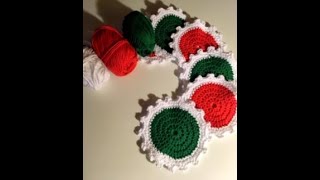 Crochet Christmas Coaster Pattern [upl. by Elauqsap584]